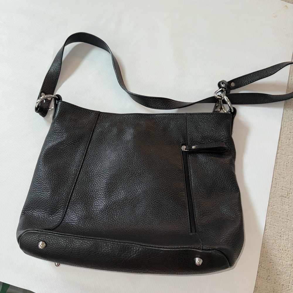 Borse in Pelle Soft Pebble Leather  Black Crossbody Bag